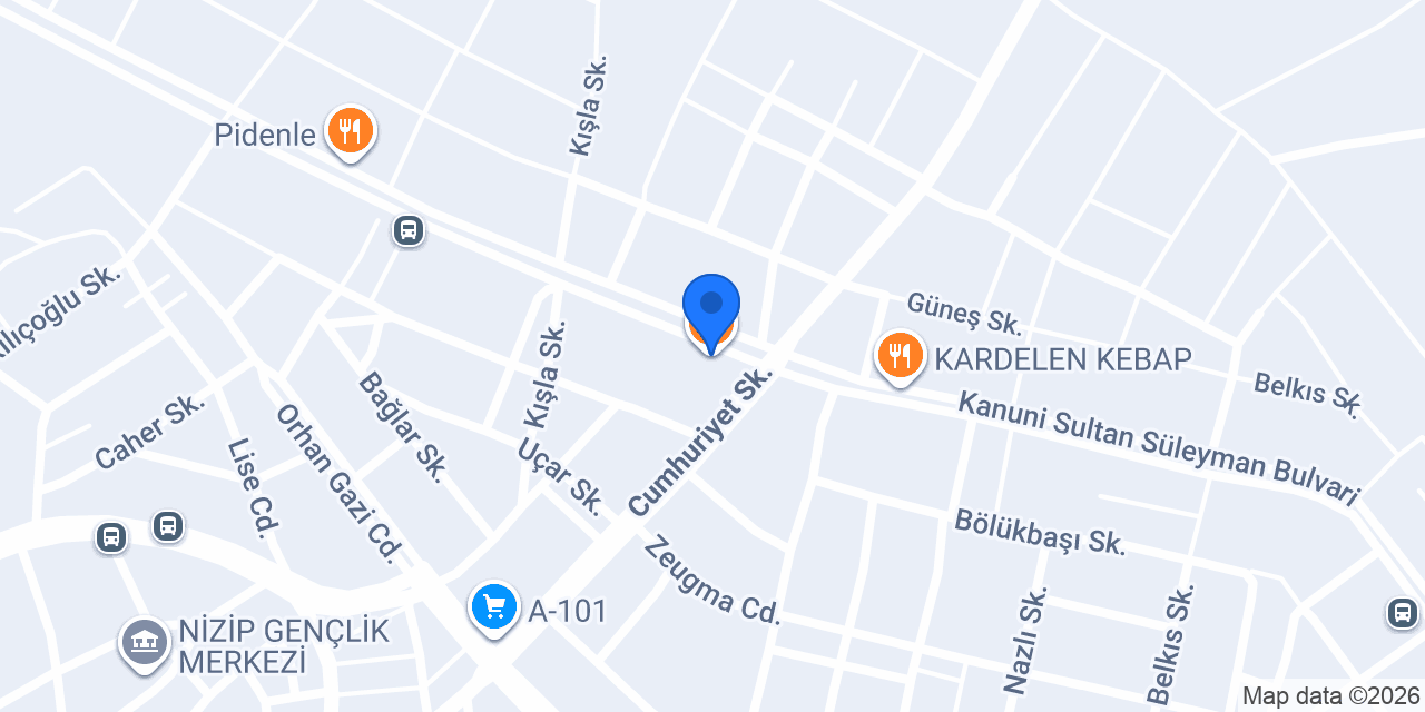 Gözde kebap salonu konumu