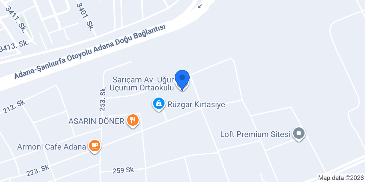 Sarıçam Av. Uğur Uçurum Ortaokulu konumu