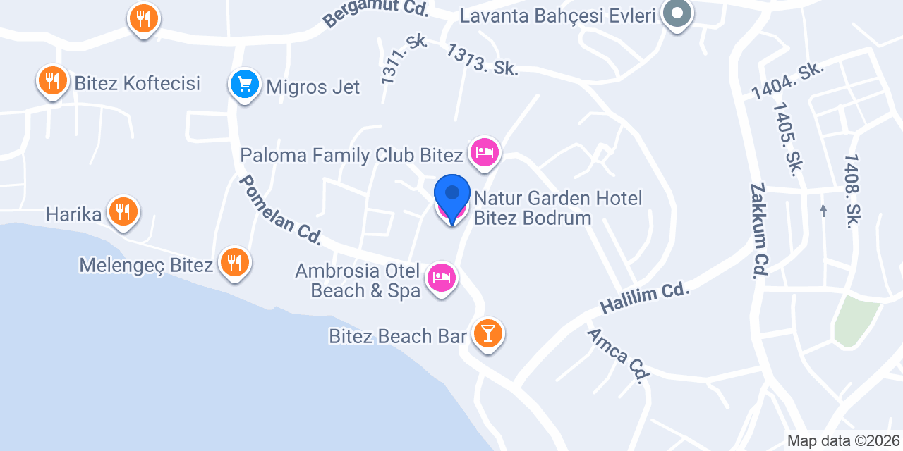 Natur Garden Hotel Bitez Bodrum konumu