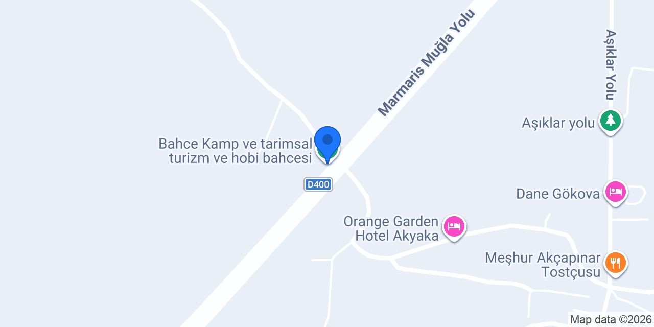 Bahce Kamp ve tarimsal turizm ve hobi bahcesi konumu