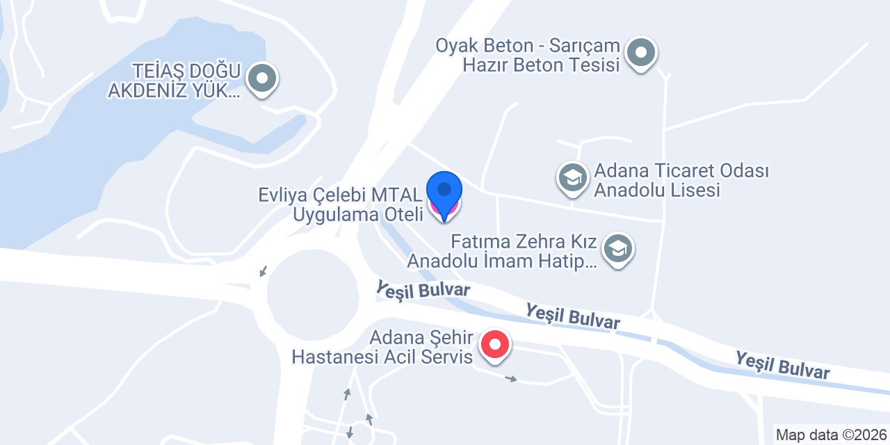 Evliya Çelebi MTAL Uygulama Oteli konumu