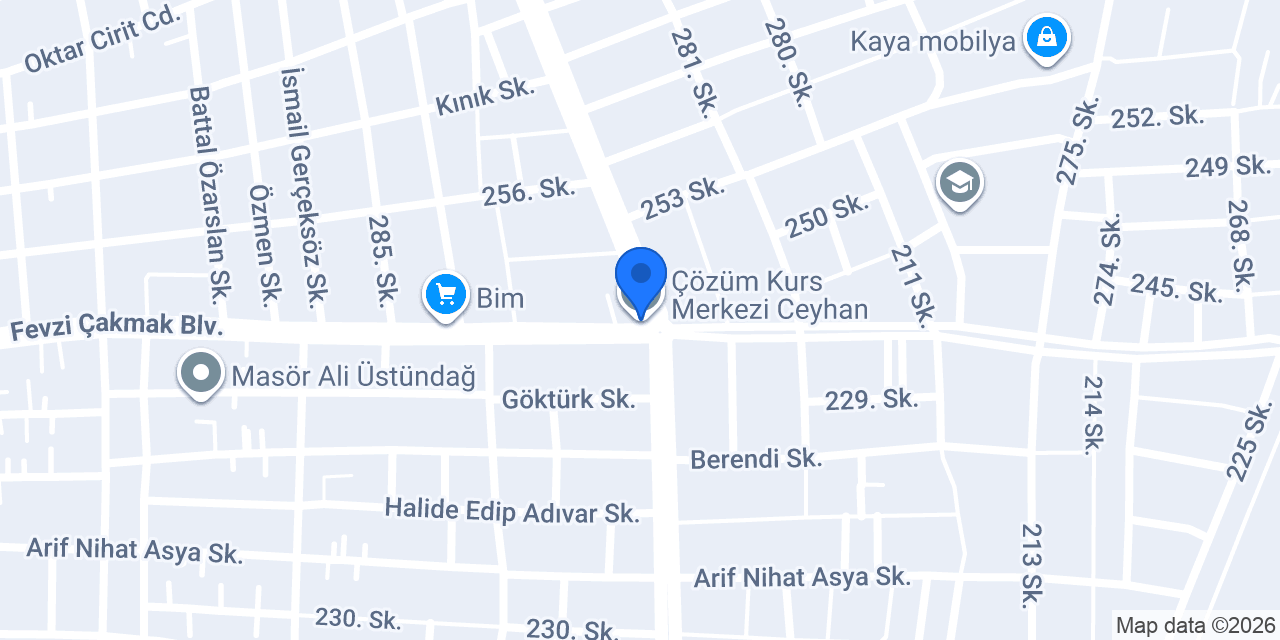 Çözüm Kurs Merkezi Ceyhan konumu