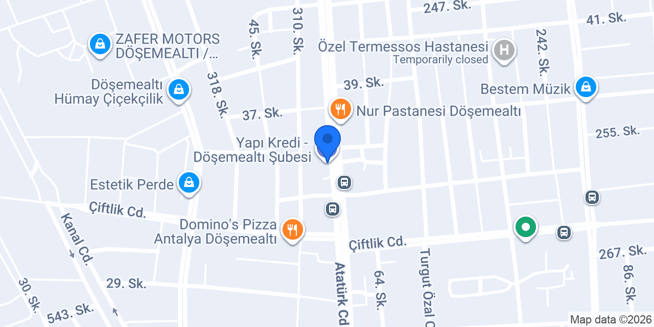 Yapı Kredi - Döşemealtı Şubesi konumu