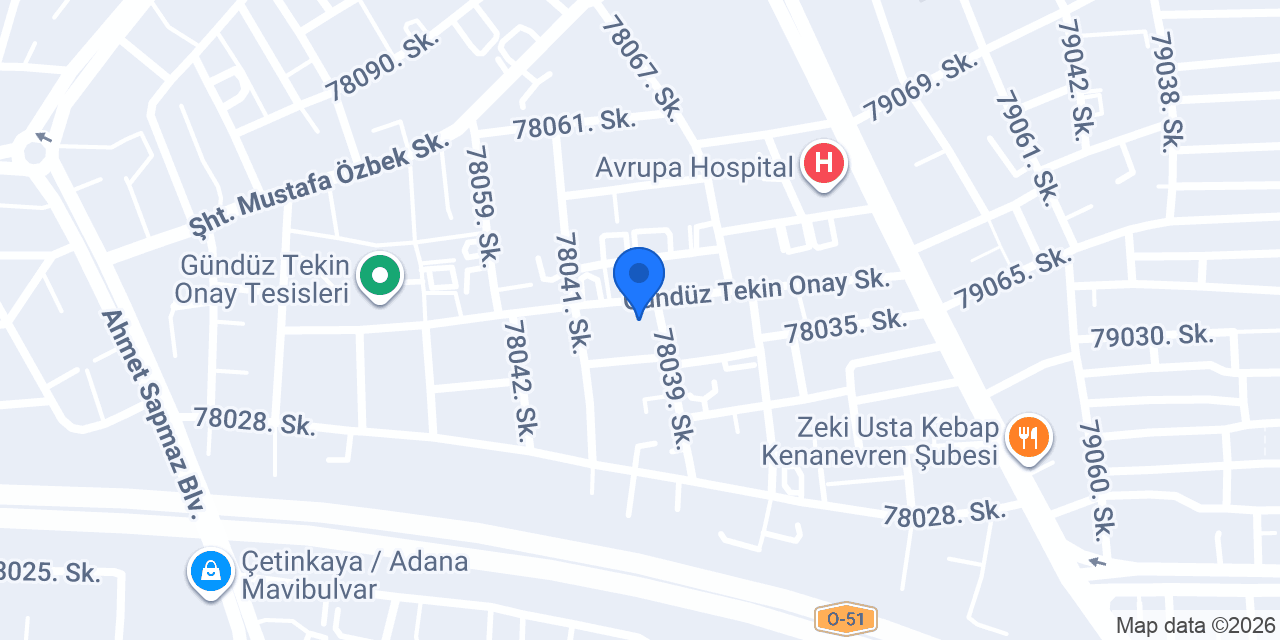 TDVS ADANA ŞB.BŞK. konumu