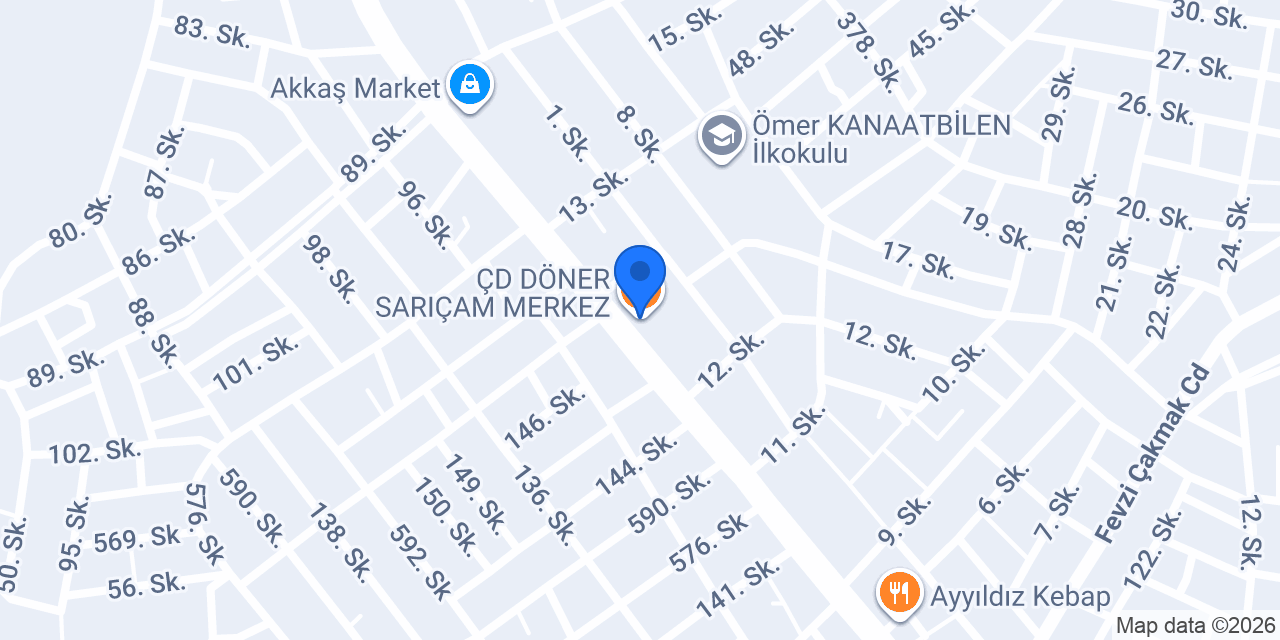 ÇD DÖNER SARIÇAM MERKEZ konumu