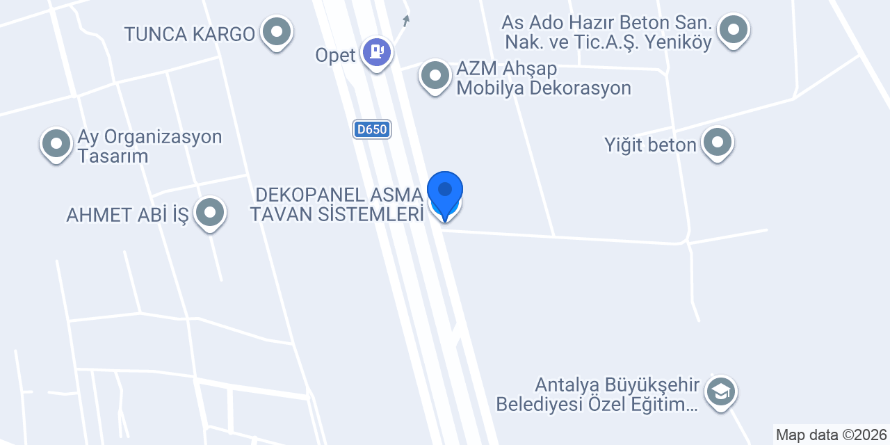DEKOPANEL ASMA TAVAN SİSTEMLERİ konumu