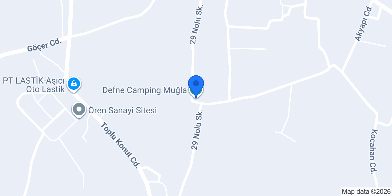 Defne Camping Muğla konumu