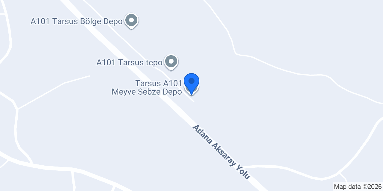 Tarsus A101 Meyve Sebze Depo konumu