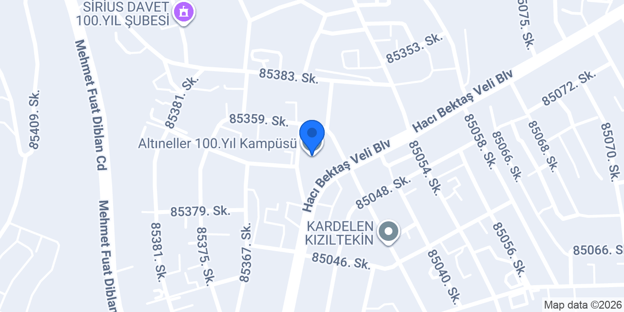 Altıneller 100.Yıl Kampüsü konumu