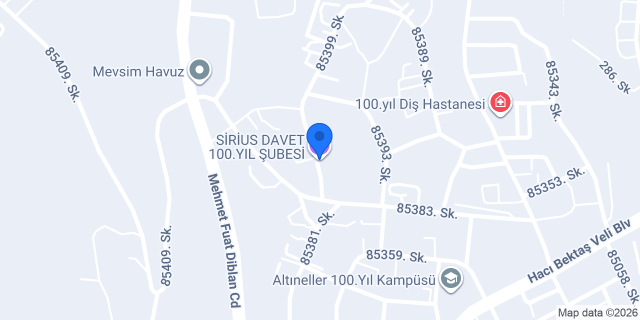 SİRİUS DAVET 100.YIL ŞUBESİ konumu