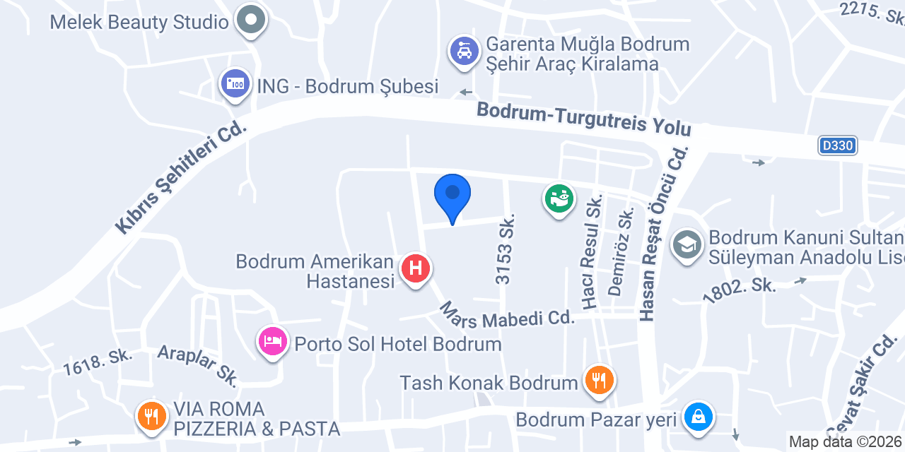 Özel Bodrum hastanesi taksi konumu