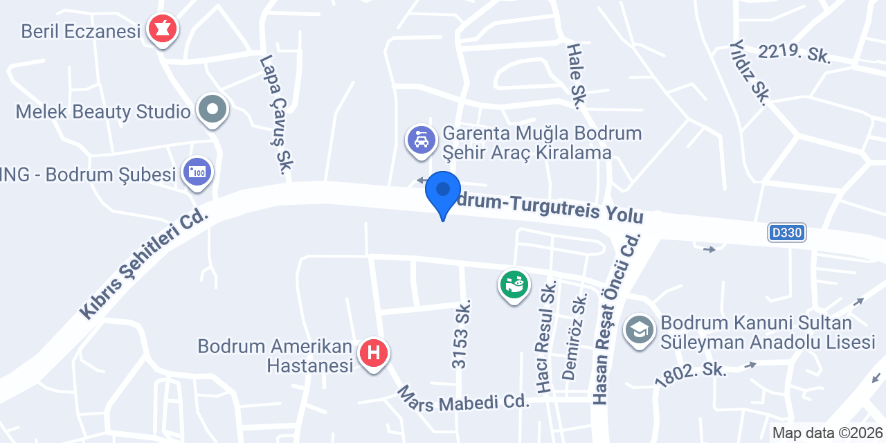 Europcar Bodrum Havalimanı konumu
