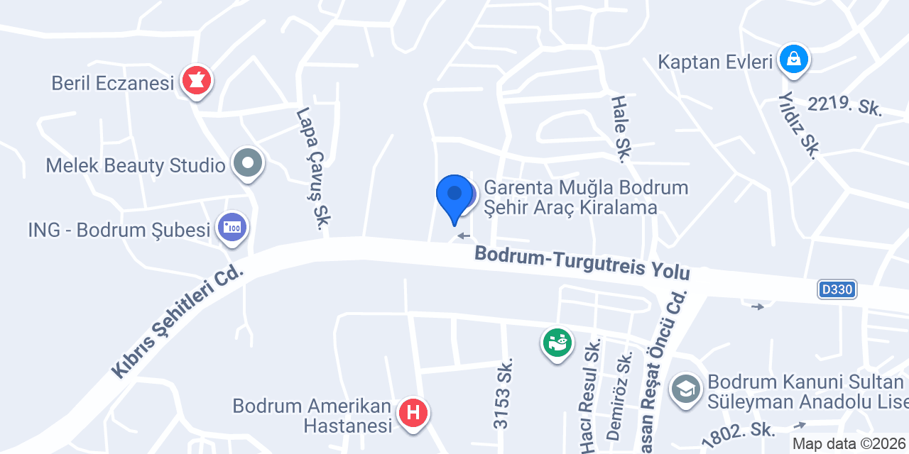 Ezber Rent a Car Bodrum konumu
