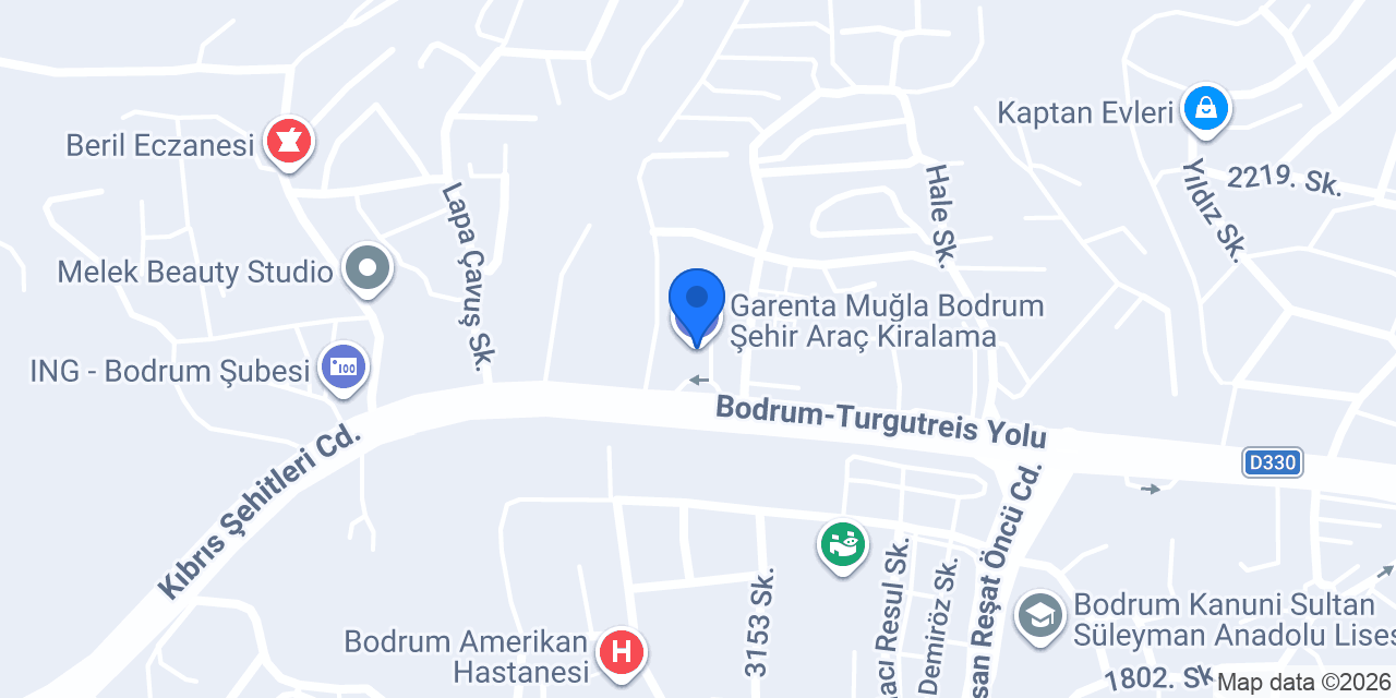 Garenta Muğla Bodrum Şehir Araç Kiralama konumu