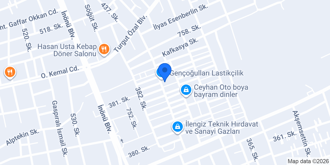 İnceoğulları Lastikçisi konumu