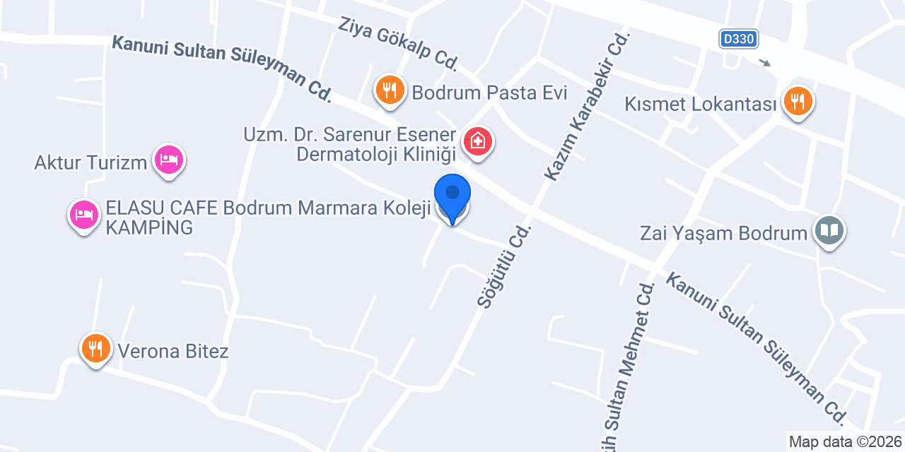 Bodrum Marmara Koleji konumu
