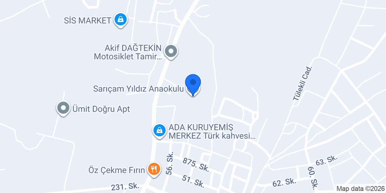 Sarıçam Yıldız Anaokulu konumu