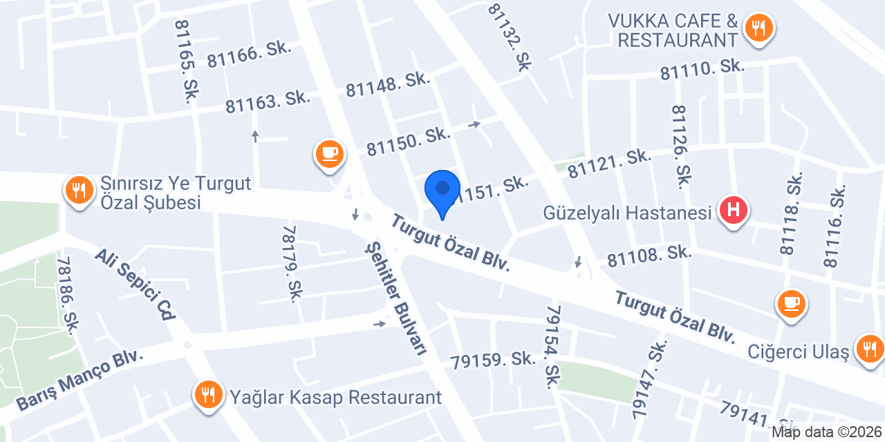 Akdo Turgut Özal Şube konumu