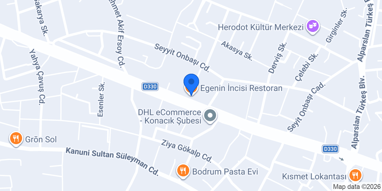 Egenin İncisi Restoran konumu