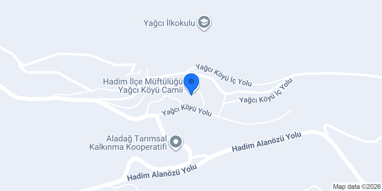 Hadim İlçe Müftülüğü Yağcı Köyü Camii konumu