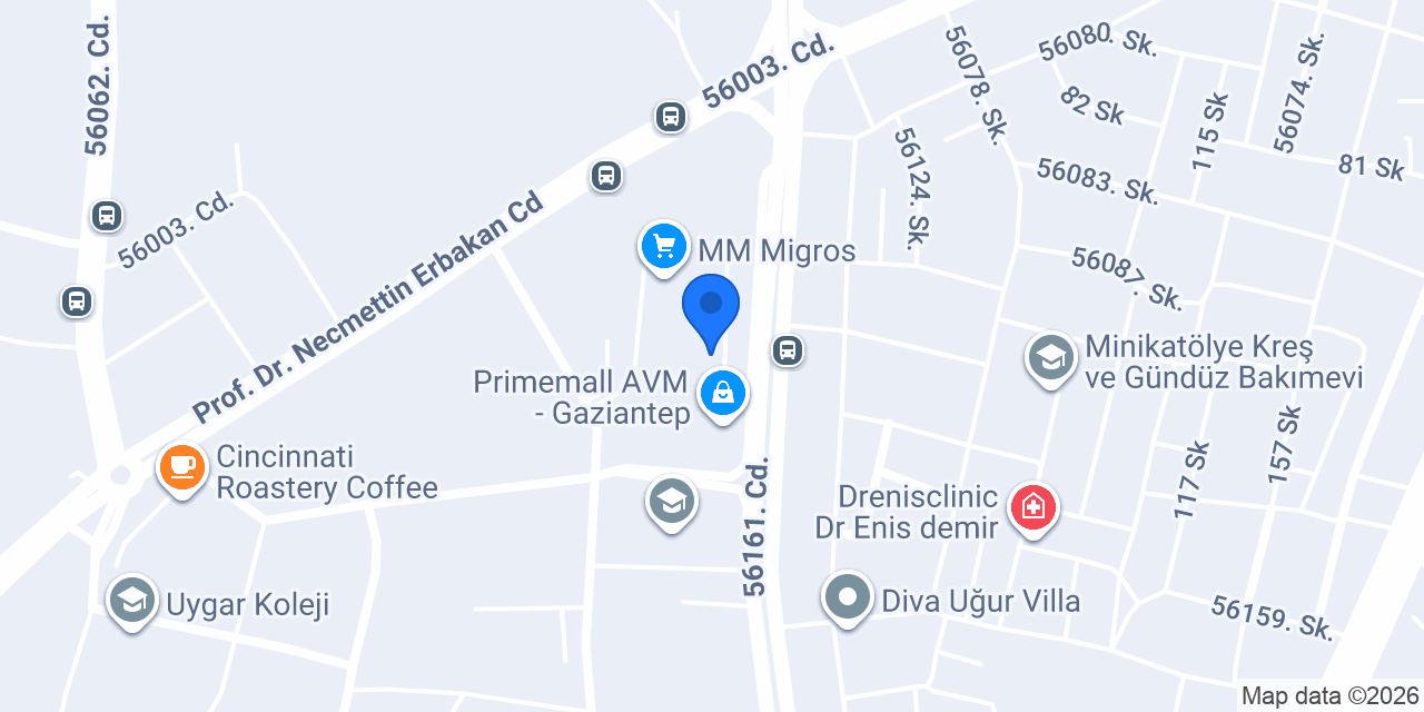 Cajun Corner Gaziantep Primemall AVM konumu