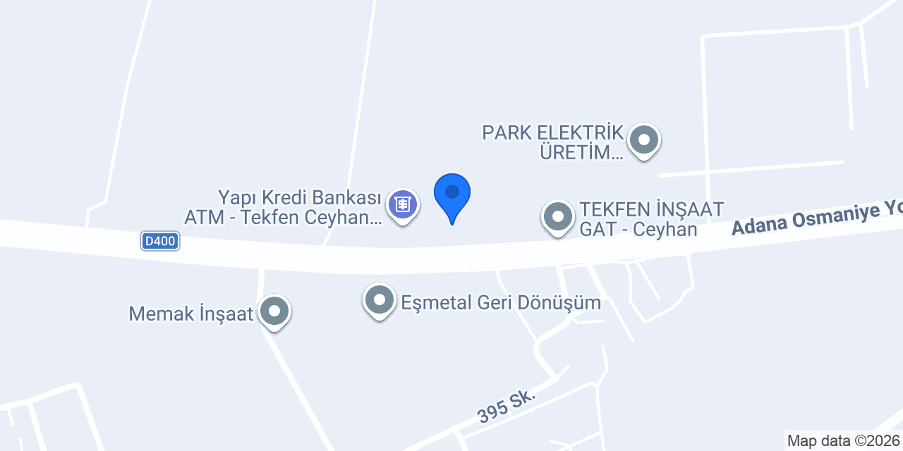 TEKFEN Çelik İmalat Fabrikası konumu