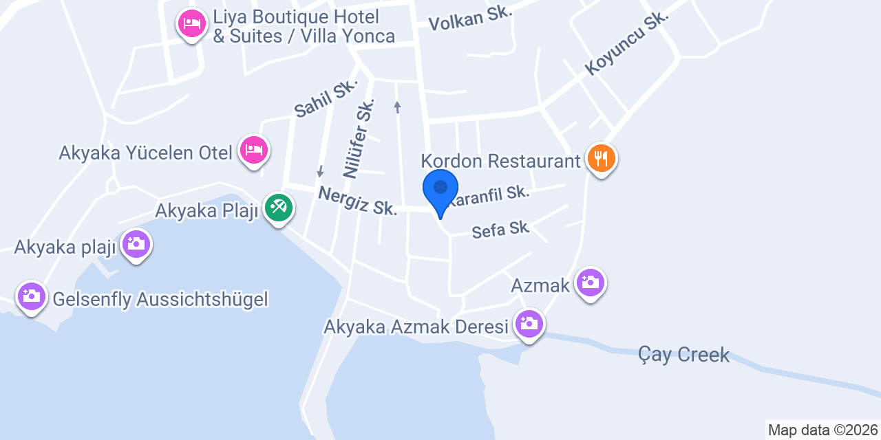 Akyaka Zeytin Pansiyon konumu