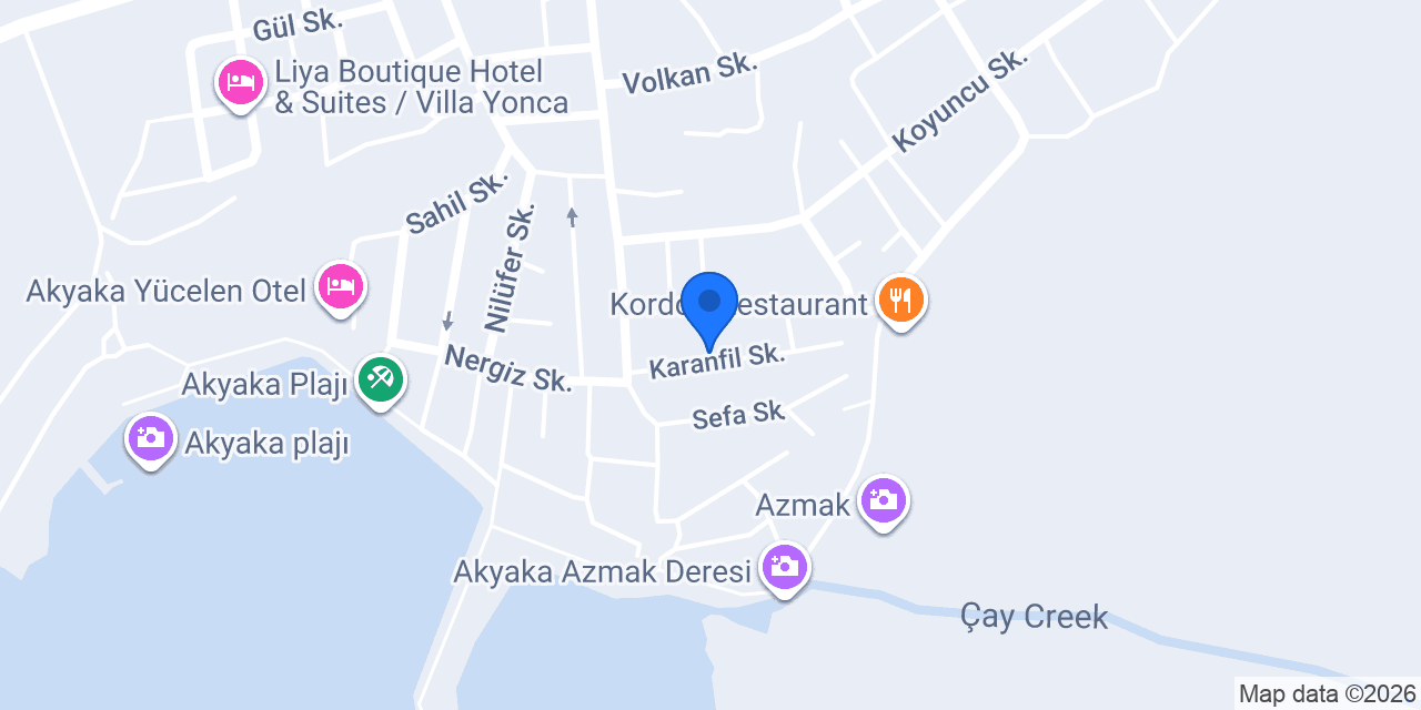 Mandalin Akyaka Butik Otel konumu
