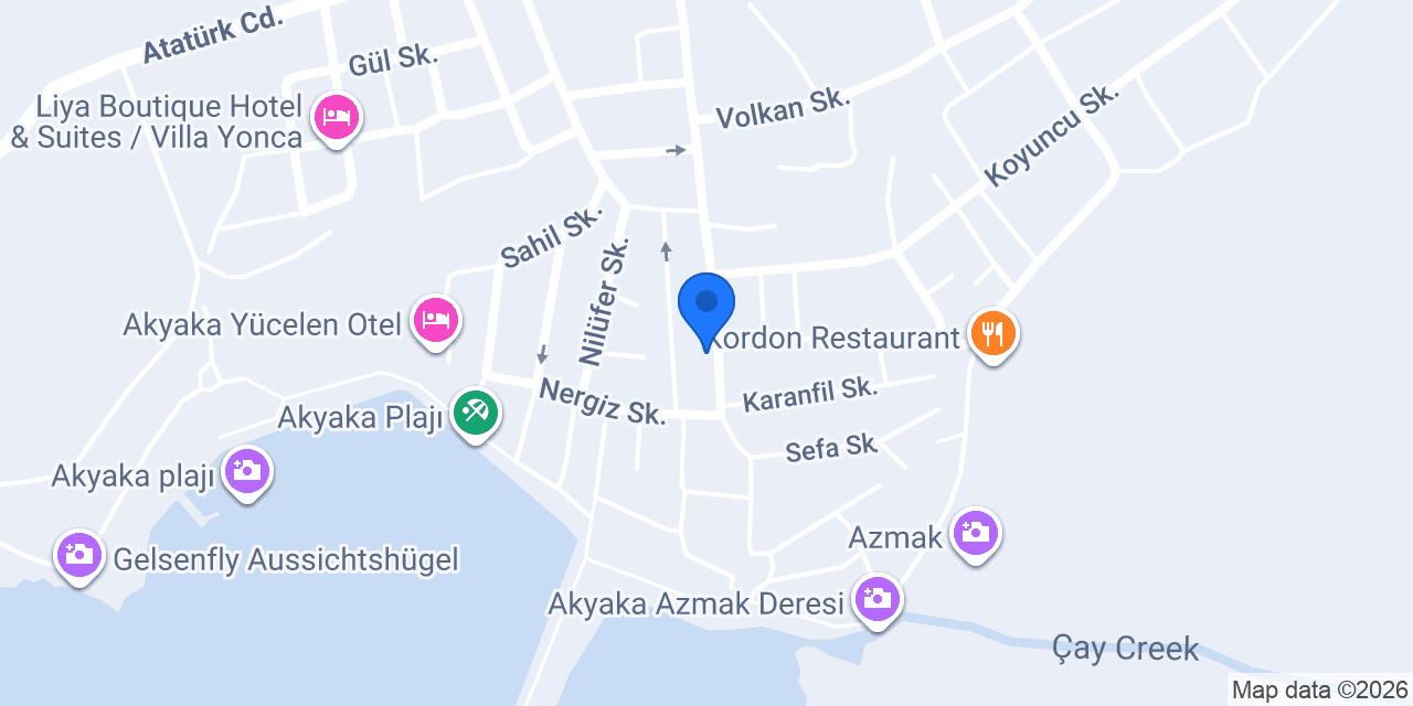 Yelken Hotel Akyaka konumu