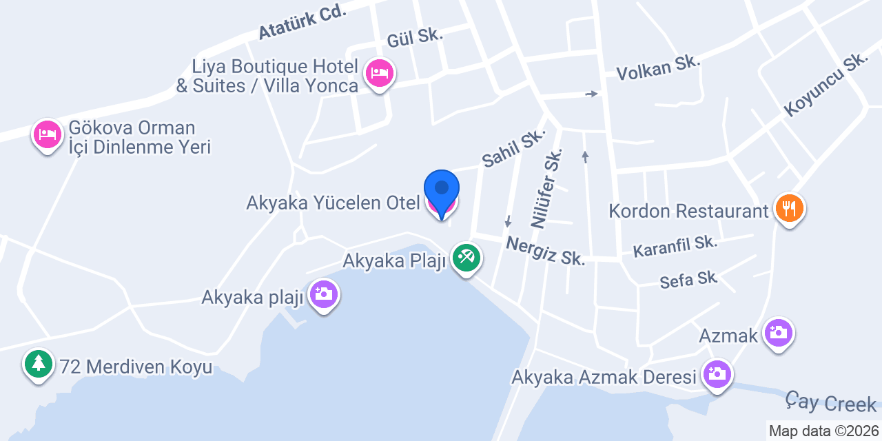 Akyaka Yücelen Otel konumu