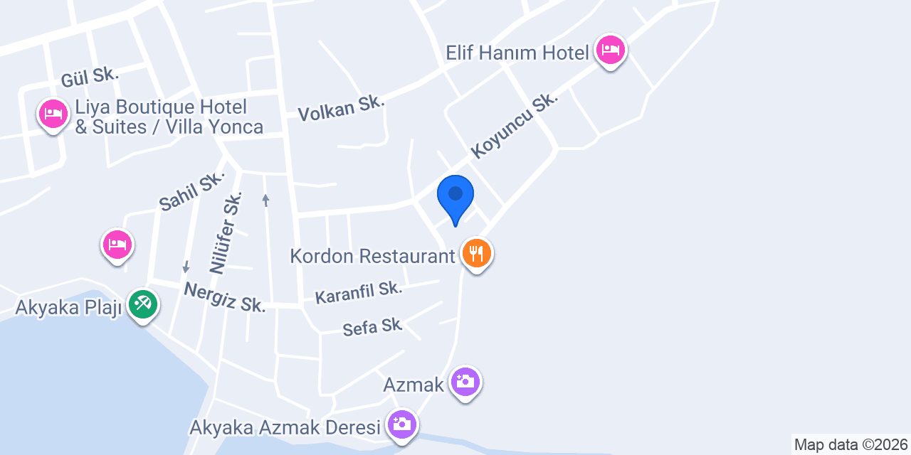 Kordon Otel & Apart Akyaka Ula Muğla konumu