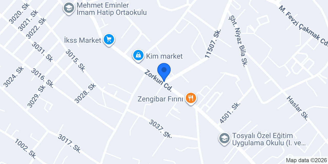 Korkmaz Market konumu