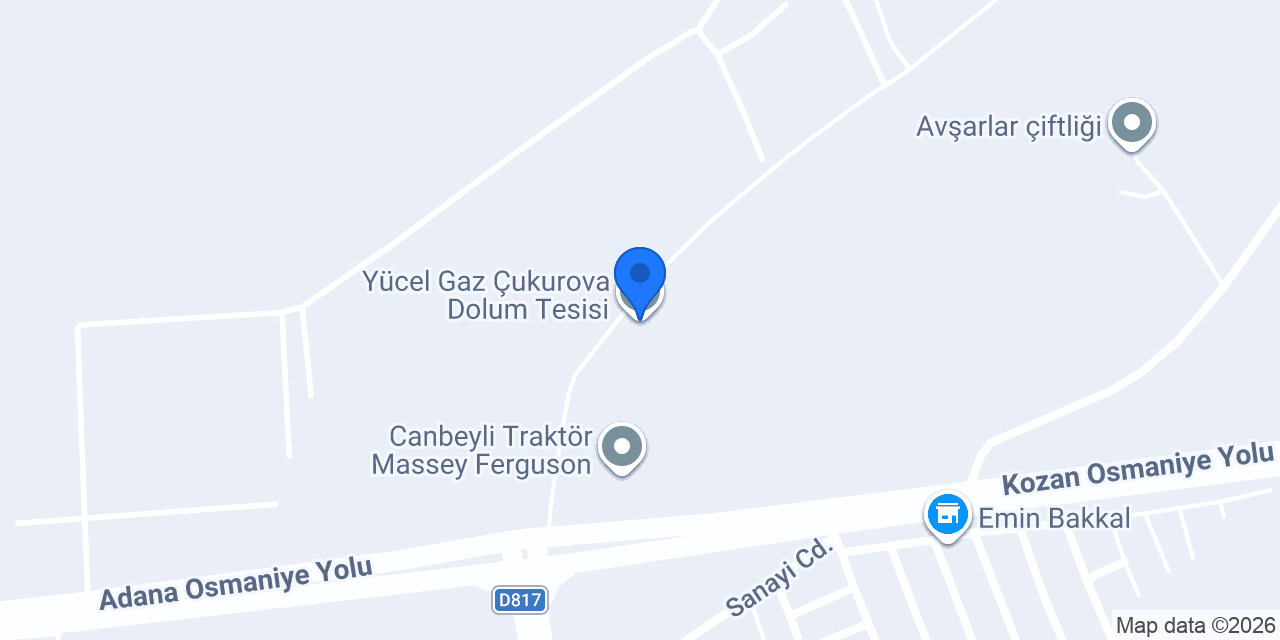 Yücel Gaz Çukurova Dolum Tesisi konumu