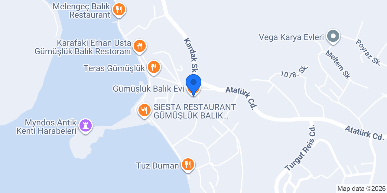 Gümüşlük Balık Evi konumu