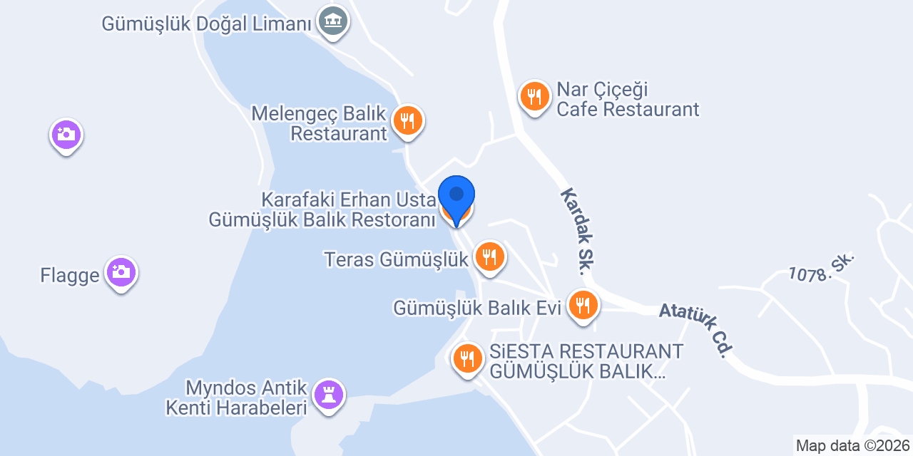 Karafaki Erhan Usta Gümüşlük Balık Restoranı konumu