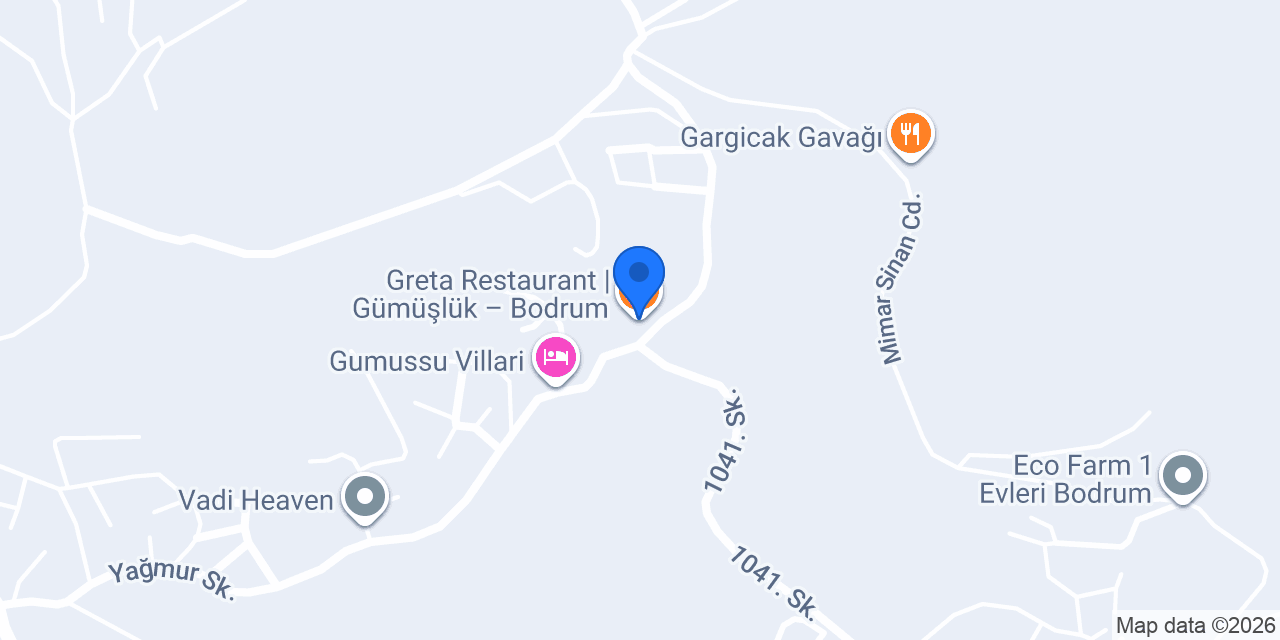 Greta Restaurant | Gümüşlük – Bodrum konumu
