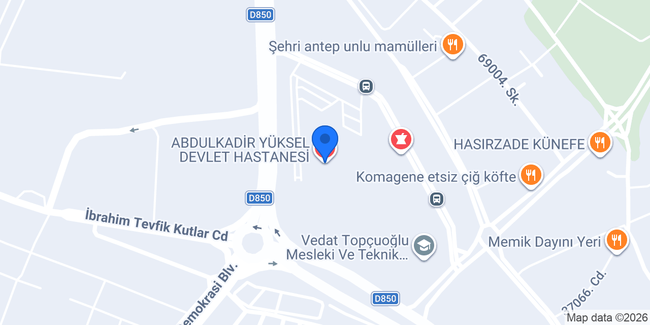 ABDULKADİR YÜKSEL DEVLET HASTANESİ konumu