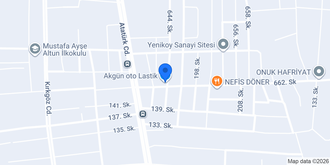Akgün oto Lastik konumu
