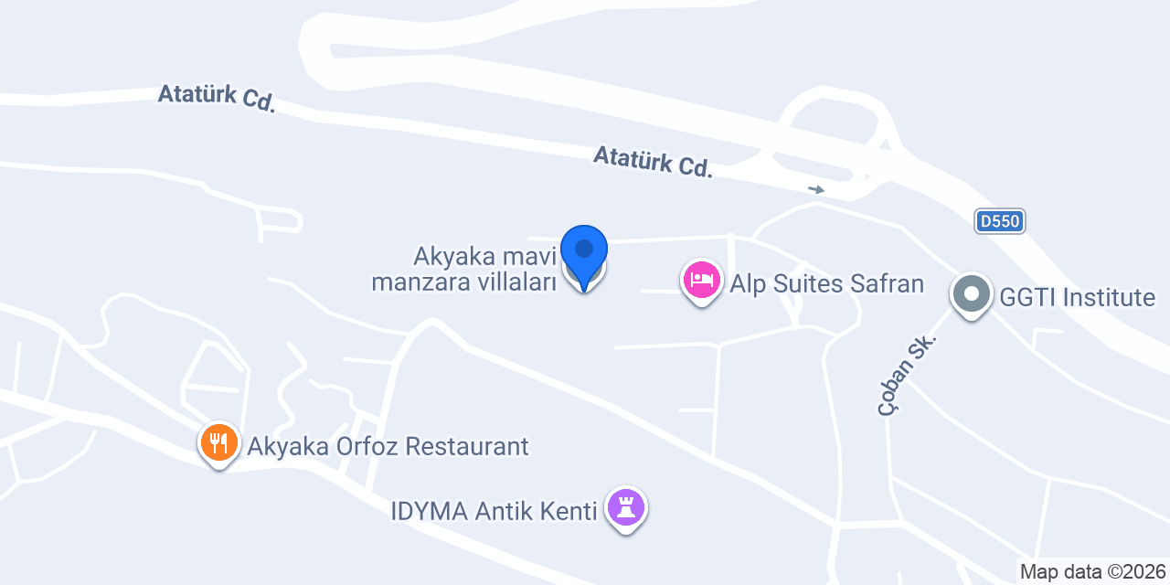 Akyaka mavi manzara villaları konumu