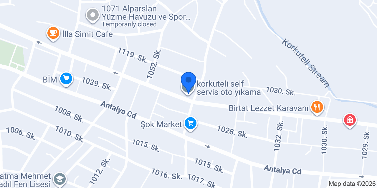 korkuteli self servis oto yıkama konumu