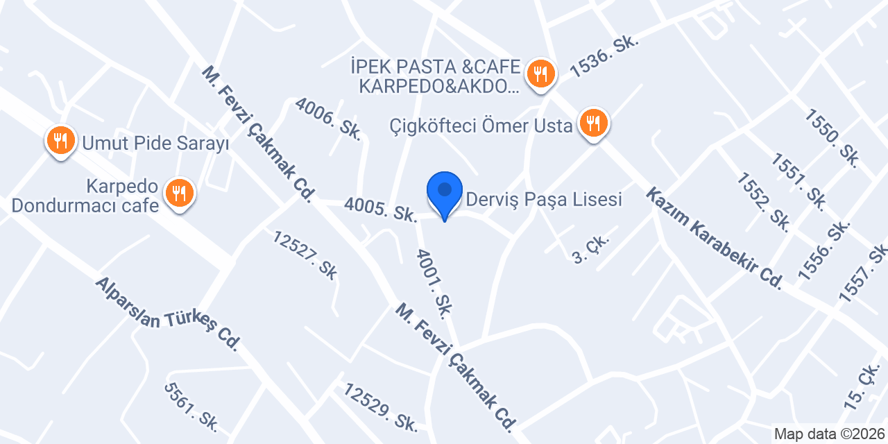 Derviş Paşa Lisesi konumu