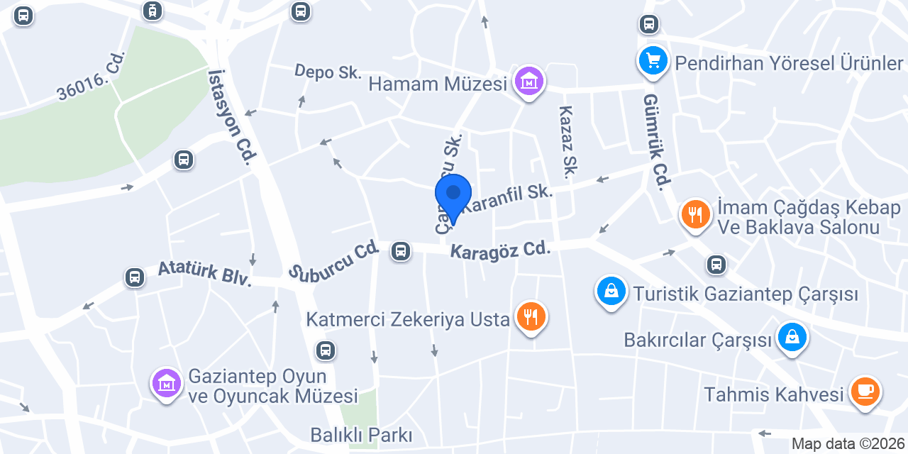 Gaziantep Yılmazel Otel konumu