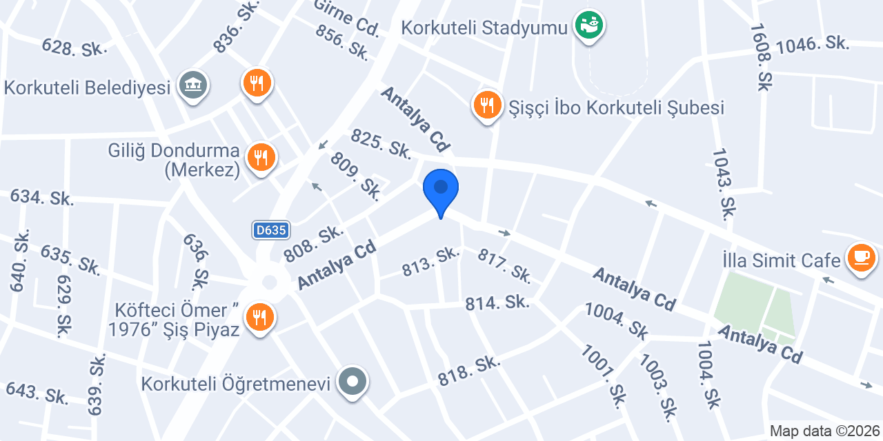Korkuteli Veteriner Kliniği konumu