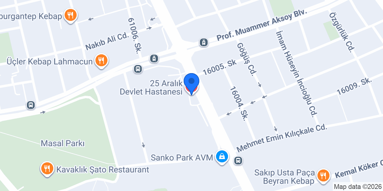 25 Aralık Devlet Hastanesi konumu