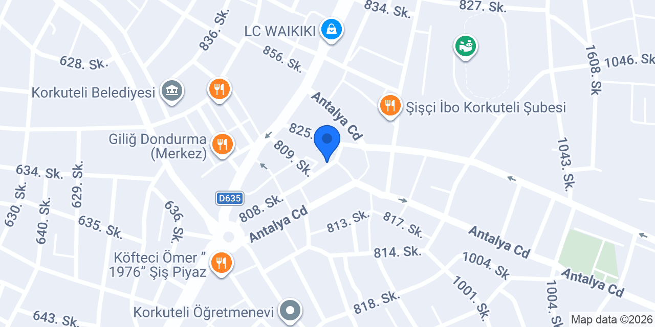 SAMSAT Çiğköfte Korkuteli konumu