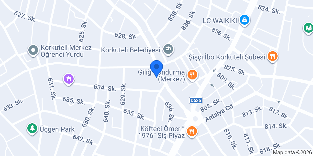 Korkuteli İlçe Nüfus Müdürlüğü konumu