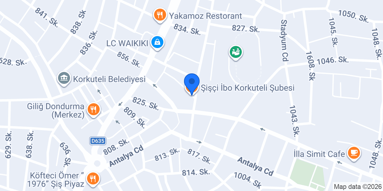 Şişçi İbo Korkuteli Şubesi konumu