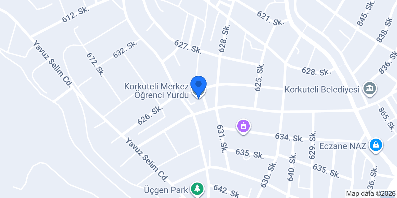 Korkuteli Merkez Öğrenci Yurdu konumu