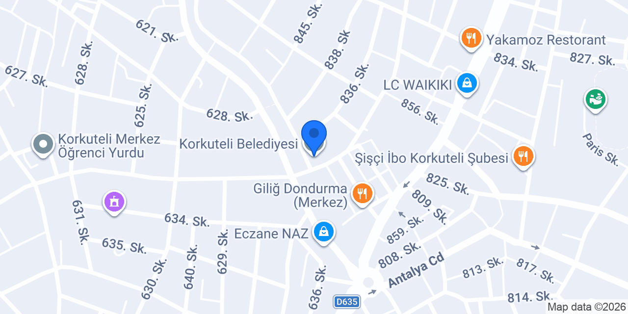 Korkuteli Belediyesi konumu