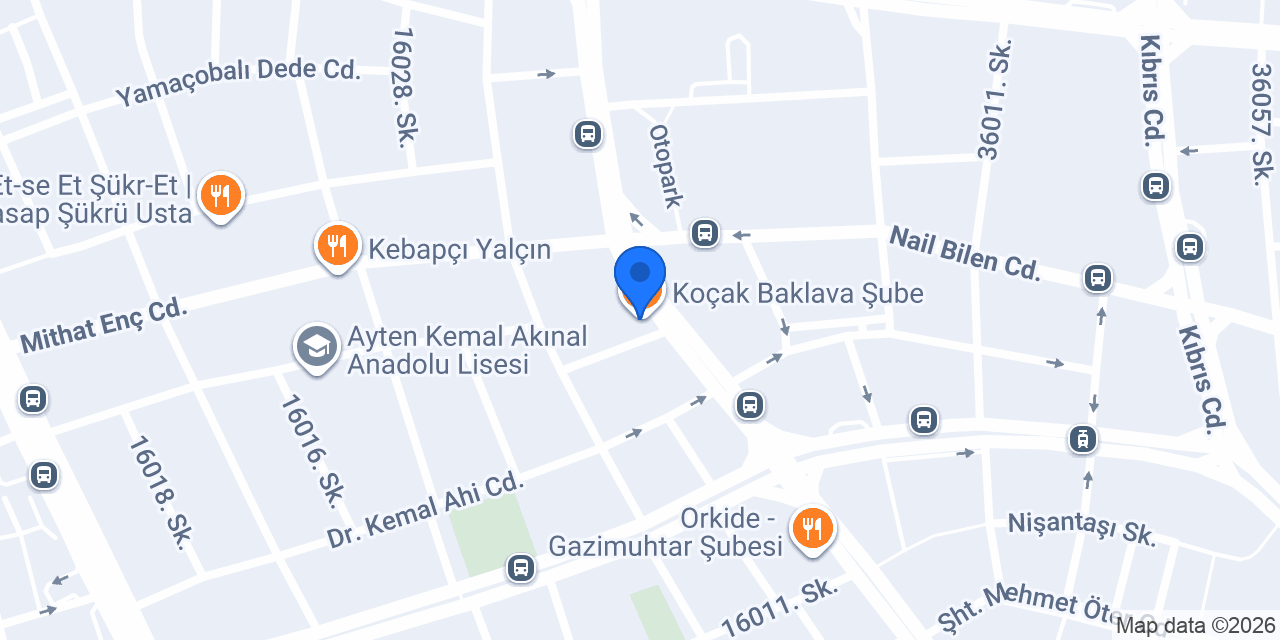 Koçak Baklava Şube konumu